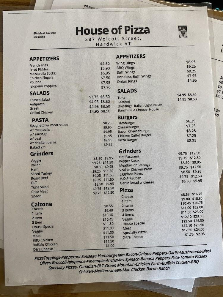 Hardwick House of Pizza Menu image 3